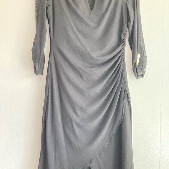 Joseph Ribkoff Dress Black  Asymmetrical Witchy Whimsigoth Dressy Party Sz 6 - Picture 3 of 13